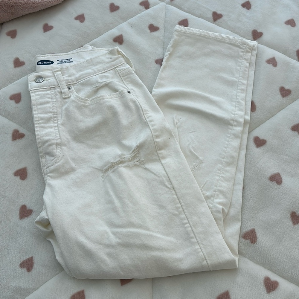 Old Navy Sky-Hi Straight White Jeans